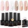 Modelones Builder Nail Gel 6 Colors, 8-in-1 Set for Nails, Hard Strengthener Extension Color Base Rhinestone False Tips Glue in a Bottle, Gifts Women