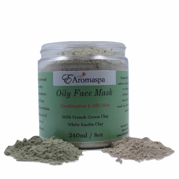 EAromaspa Clay Powder Blend Face Mask, for Oily or Combination Skin 8 oz