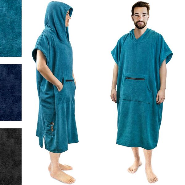 SUN CUBE Surf Poncho Changing Robe with Hood | Thick Quick Dry Microfiber Wetsuit Changing Towel for Surfing Beach Swim Outdoor Sports -Sea Blue