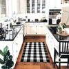 Charming 2'x6' Black and White Check Plaid Entryway Rug