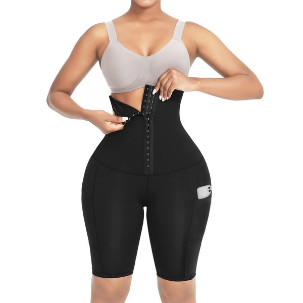 FeelinGirl Tummy Control Shapewear Shorts for Women High Waisted Body Shaper Waist Trainer Leggings with Pockets