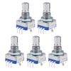sourcing map 360 Degree Rotary Encoder Code Switch Digital Potentiometer EC11 5 Pins 15mm Shaft 5pcs