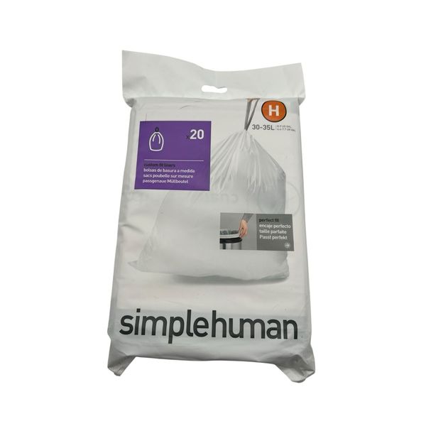 Simplehuman Trash Can Custom Fit Liners Code H 30-30L 20 Bags