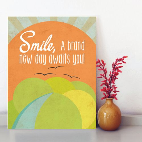 Smile, a New Day Awaits You, 11x14 Print, Motivational Prints, Smile Quotes, Smile Wall Decor, Happy Quotes, Motivational Decor, Smile Art, Inspirational Decor,