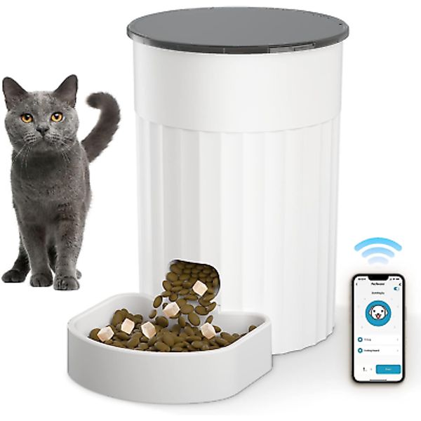 Automatic Cat Feeders with APP: Wifi Pet Smart Dry Food Dispenser with Alexa & S