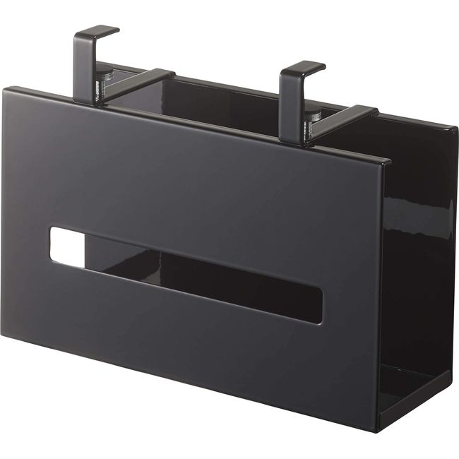 Yamazaki 5011 Bathroom Cabinet Paper Box Holder, Black, Approx. W9.8 x D 3.3 x H 7.3 inches (25 x 8.5 x 18.5 cm), Tower, Floating Storage, Tissue Case, Tissue Cover