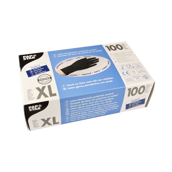 Papstar 10017 Gloves, Latex, Black, 7.5 x 24 x 12.50 cm