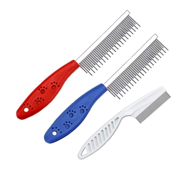 Cat Comb,Dog Comb,Dog Comb,Cat Comb,Medium Long Hair Cat Comb,3pcs (Red2+Blu2+White)