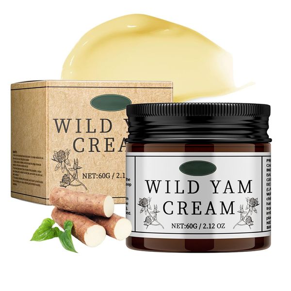 Wild Yam Cream - Organic Yam Cream for Skin Lightening - Anti Wrinkle Face Cream - Hydrating Face Cream for Dry Skin - Anti Aging Face Moisturizer for Women - Soothing, Brightening, Moisturising 60g