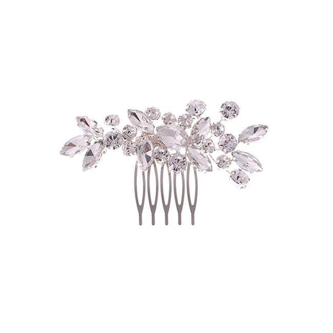 LEEQBCR 1pcs Braut Hochzeit Haarkamm Kristall Haarschmuck Braut Haarteile für Frauen und Mädche (Silber)