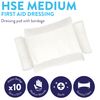 JFA Medical HSE Medium Sterile First Aid Wound Dressing Bandage with Pad 12 x 12cm - Pack of 10 Bandages