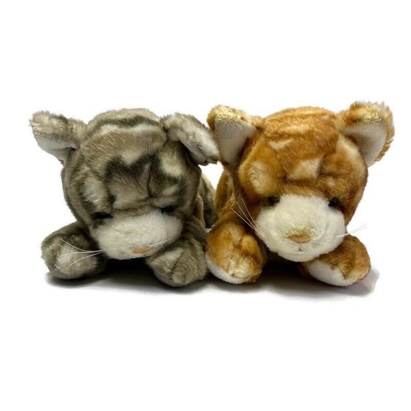 Target 2 Tabby Cats Kittens Plush Orange Grey Stuffed Animals 10" Laying