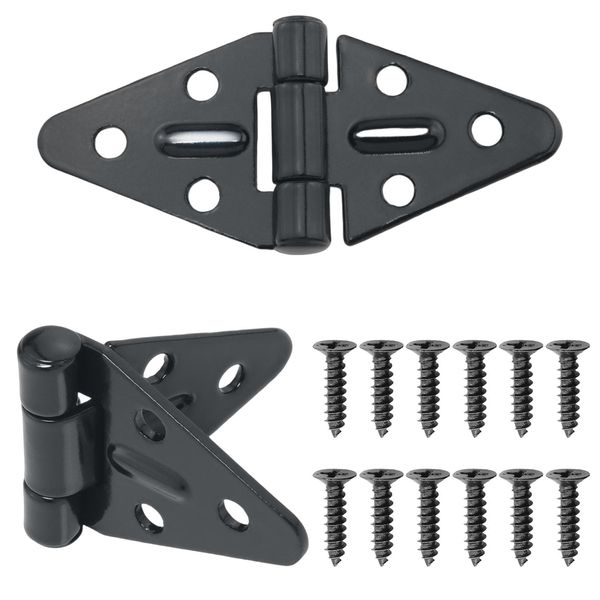 ITROLLE 2PCS Black 85 x 38 x 9mm Triangle Flat Hinge Door Hinges Triangular Gate Hinges Iron Strap Hinges Cabinet Hinges Shed Hinges Shutter Hinges
