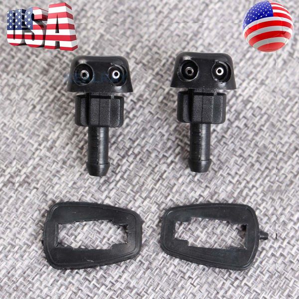 2pc New Plastic Car Auto Window Windshield Washer Spray Sprayer Nozzle Black Top