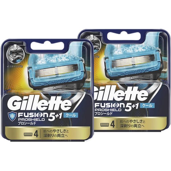 Gillette Pro Shield Cool Manual Shaving Razor Replacement Blade for Men, 4 Pieces x 2