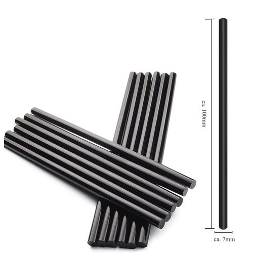 MissFox Pack of 50 Hot Glue Sticks, Diameter 7 x 100 mm, Glue Sticks for Hot Glue Gun, Hot Glue Sticks Black, Glue Sticks 7 mm for DIY Crafts, Includes 3 Finger Protection Caps