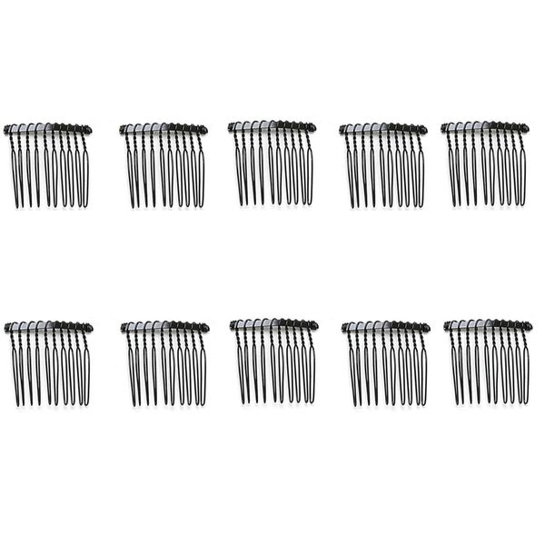 10 PCS 10 Teeth Metal Wire Hair Clip Combs Wire Twist Hair Combs Bridal Wedding Veil Combs Black