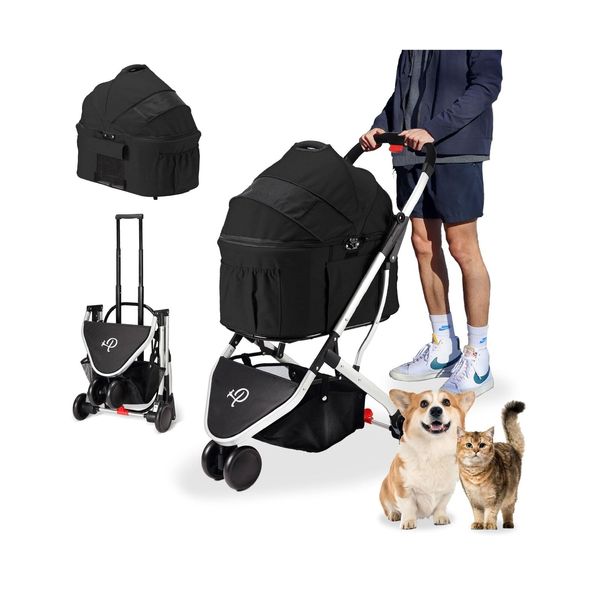 Petique 3-in-1 Newport Pet Stroller (Travel Carrier + Car Seat + Stroller), E...