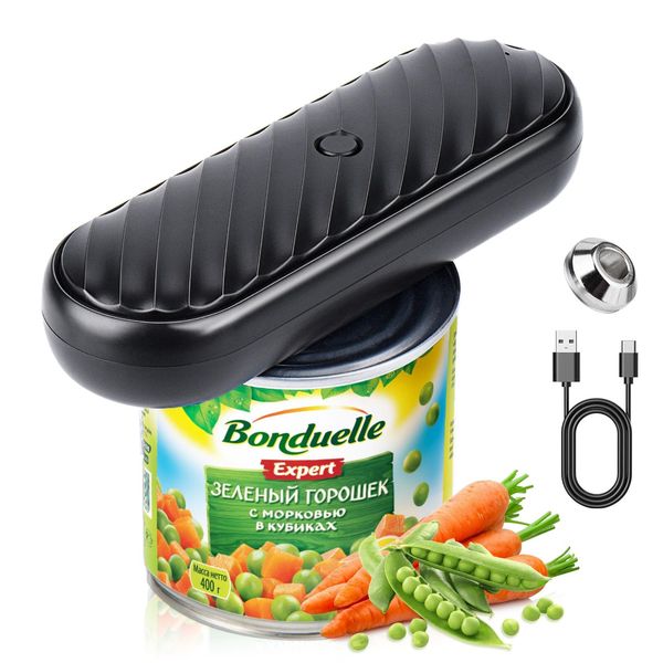 Rechargeable Electric Can Opener, Removable and Replaceable Blade, Smooth Edge, Automatic Can Opener for Kitchen Arthritis and Seniors, Best Kitchen Gadget for Almost Size Can-Black