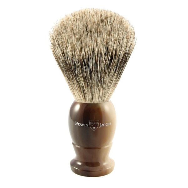 Edwin Jagger 1EJ872 Medium Best Badger Shaving Brush, Imitation Light Horn for use with Shaving Cream or Soap for Men