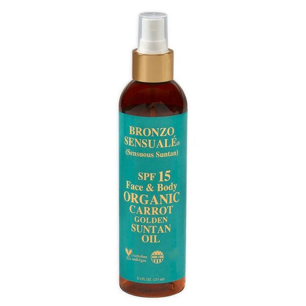 Bronzo Sensuale SPF 15 Sunscreen Protective Golden Tanning Organic Carrot Oil 8.5 Ounces