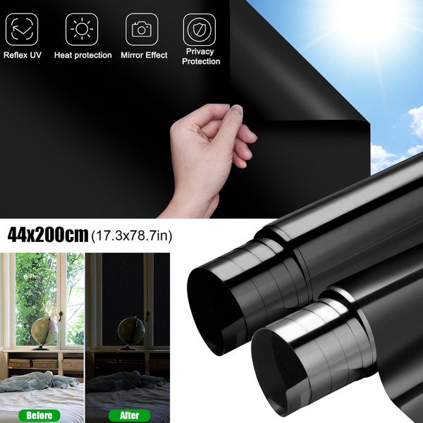 Static Cling Blackout Window Film 100% UV Blocking Thick Black Tinting Sun Cover