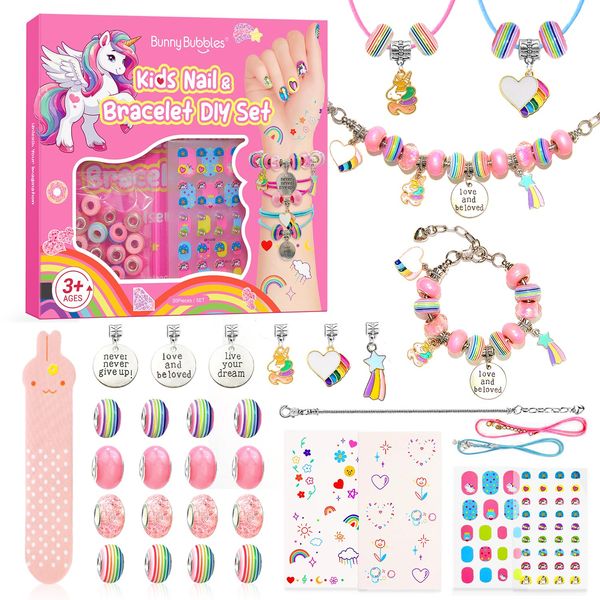 Kids Toys Bracelet Making Kit, Charms Jewelry Kit for Girls Kid Makeup Toy, Friendship Bracelet Necklace Set for Children Toddler, Arts and Crafts for 4 5 6 7 8 9 10 11 12 Years Old Girl Birthday Gift