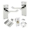 Victorian Scroll Latch Door Handle Pack Polished Chrome with Hinges & Latch - Handlestore®