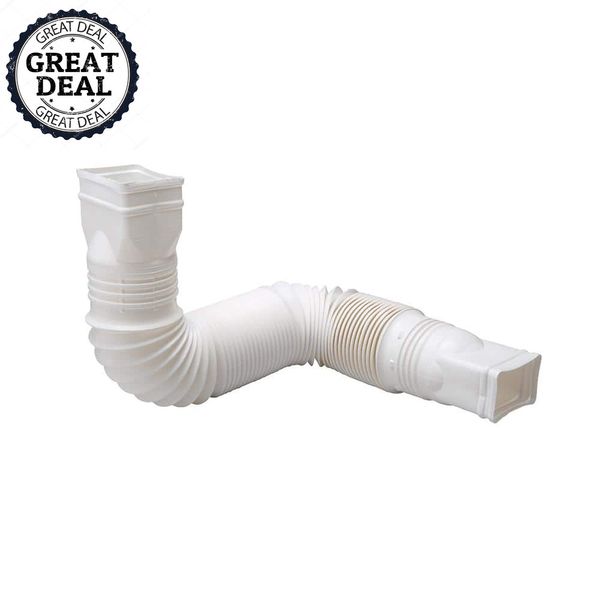 Flex a Spout 55 In. White Vinyl Downspout Extension Durable Gutter System Parts