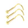 3pcs Gold Nose Stud Hook Screw Curve Plain Ball 2.5mm Body Piercing