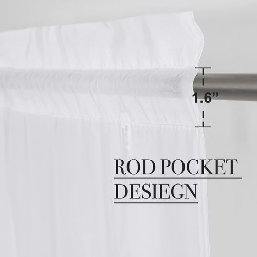 PONY DANCE White Voile Curtains for Bedroom 90 Inch Drop, Net Curtains Privacy Screen Woven Voile Dual Slot Top Panels for Living Room, 2 Panels, 60 Inch Wide