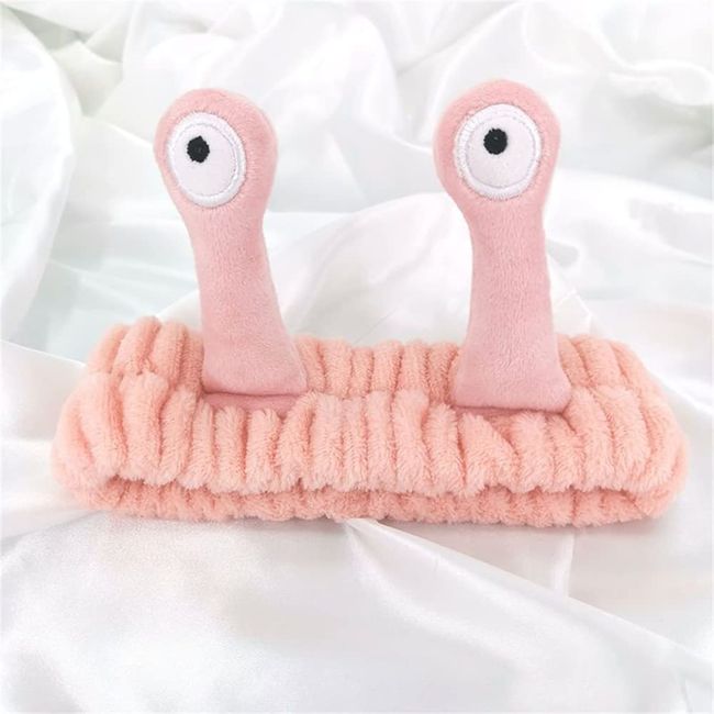 Makeup Headband Spa Headband Face Wash Headband Cartoon Snail Cute Hair Band Hair Accessories for Washing Face Shower Sports Skincare（Pink）