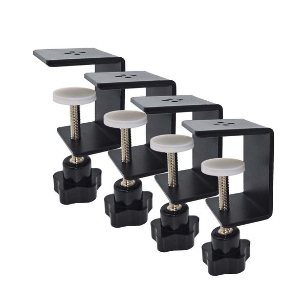 Jhanw C Clamps Heavy Duty, Black Desk Clamp, Small C Clamps Waterproof and Rustproof, Metal Clamps for Panel Clamps Woodworking, Adjustable Clamp On Desk Shelf for Desk Extension (4)