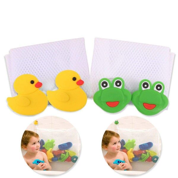 Baby Bath Toy Tidy Bag Organiser Mold Resistant Mesh Net Storage Basket Holder, Strong Suction Cups Keep Kids Bathtub Toys Dry & Bacteria Free