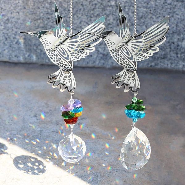 EEEKit Hanging Crystals Suncatchers for Garden, Glass Crystal Window Hanging Ornament Pendant, Equilibrium Suncatcher