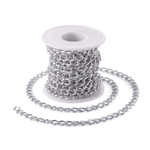 16Feet/roll Aluminum Silver Curb Chains Link 5m Unwelded Twisted Chains 10x6.5mm for Necklace Jewellery Accessories DIY Making