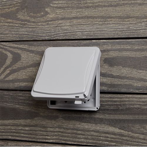 TayMac MM1410G Flat Weatherproof Plastic Cover 55 Configurations Vertical/Horizontal Two Gang, Flat Grey