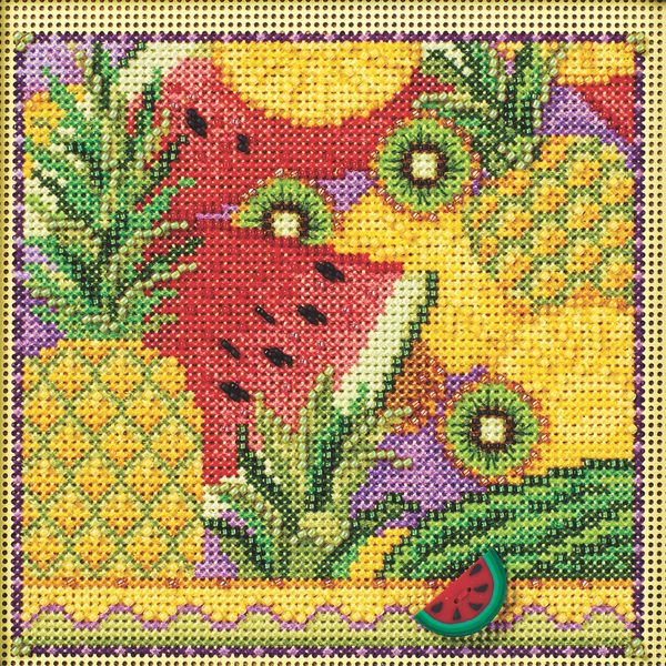 Mill Hill Summer Fruit Beaded Counted Cross Stitch Kit Buttons & Beads 2024 Spring Series MH142413