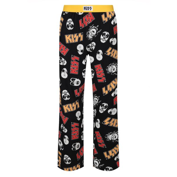 Kiss Band Lounge Pants - Adults Mens Music Rock Band All Over Print Cotton Fabric - Casual PJs Pyjamas Bottoms for Loungewear Nightwear (S)