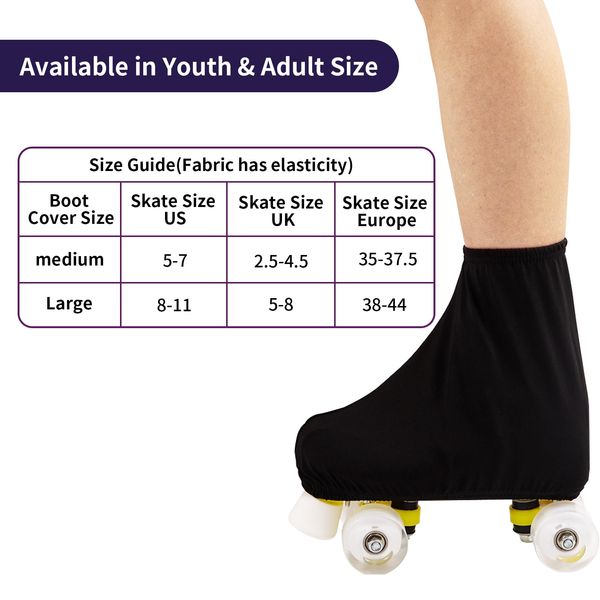 YUNCHONGuk Skates Cover für Rollschuhe und Schlittschuhe,Elastischer Überzug für Schlittschuhe,Skateschuhüberzüge Abdeckhauben,Skate Boot Cover für Eiskunstlauf, Eislauf, Rollschuhe (Schwarz, L)