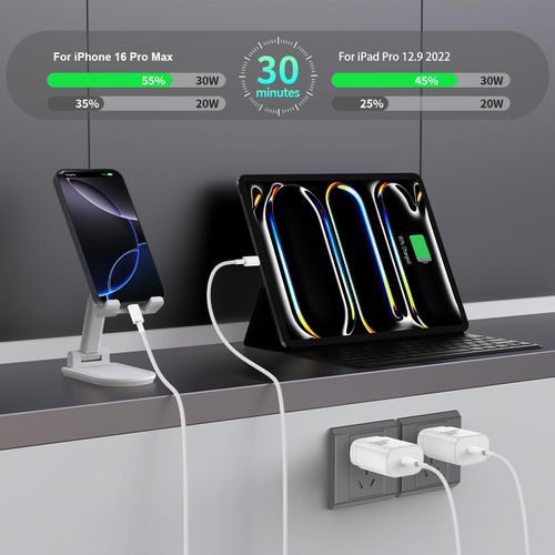 iPhone 16/15 Pro Max & Plus, 30W Fast Charging USB C Cable & Adapter, 3ft/6ft/10ft Type C Cord for iPhone & iPad Pro