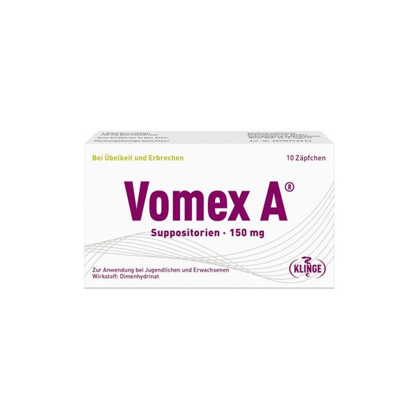Vomex A Suppositorien 150 mg, 10 St. Zäpfchen
