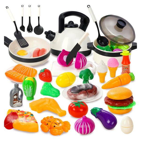 STEAM Life Kids Play Kitchen Accessories, Play Food Sets for Kids Kitchen, Kids Pots and Pans Set, Kitchen Toys, Toy Kitchen Accessories, Toy Kitchen Sets, Kids Kitchen Accessories, Cooking Set Kids