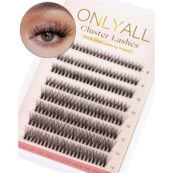 Onlyall Lashes Clusters DIY Eyelash Extensions Wispy Eyelash Clusters Fluffy Individual Lashes Clusters Natural C Curl Lash Clusters Cat Eye Lash Extension 8-14MM Glam02