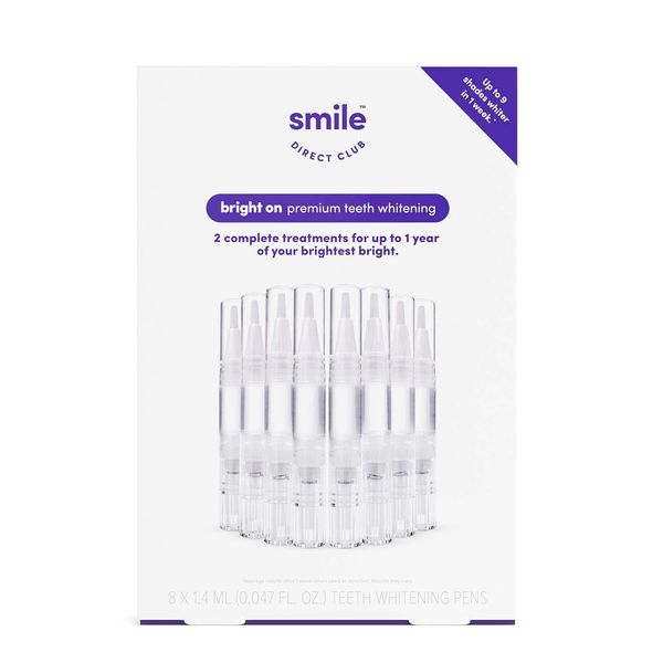 SmileDirectClub Teeth Whitening Kit - 8 1.4ml Gel Pens - Professional Strength Hydrogen Peroxide - Pain Free and Enamel Safe - Up to 9 Shades Whiter in 1 Week