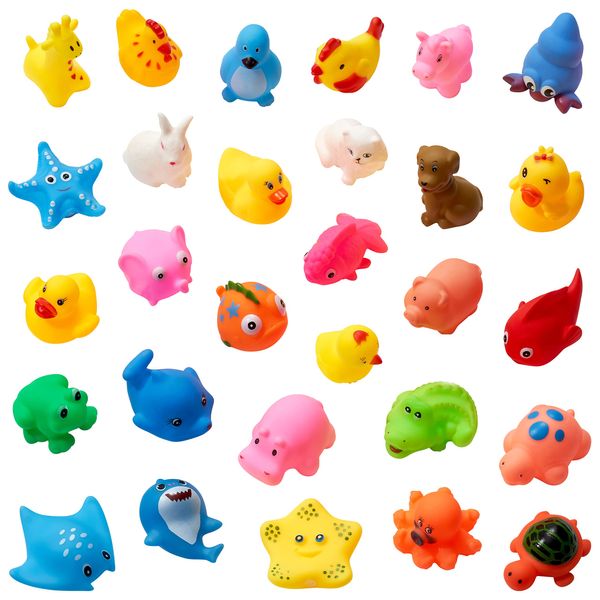 The Twiddlers - 30-Piece Animal Bath Toys Set - Floating Ocean & Farm Animals, Fun Squirty Bath Time Toys for Toddlers & Babies