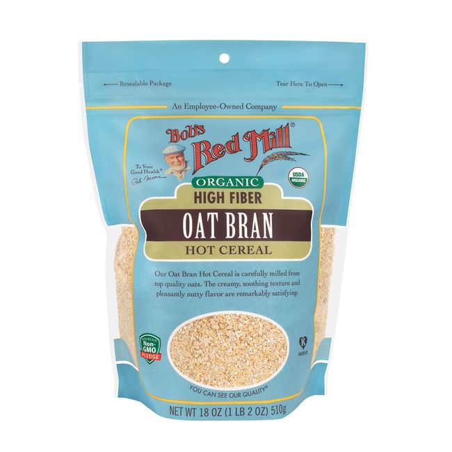 Bob's Red Mill Organic Oat Bran Hot Cereal, 18 Ounce (Pack of 4)