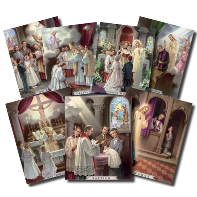 The Seven Sacraments Illustrated Cardstock Poster Set, 7 Pieces, 10 Inch