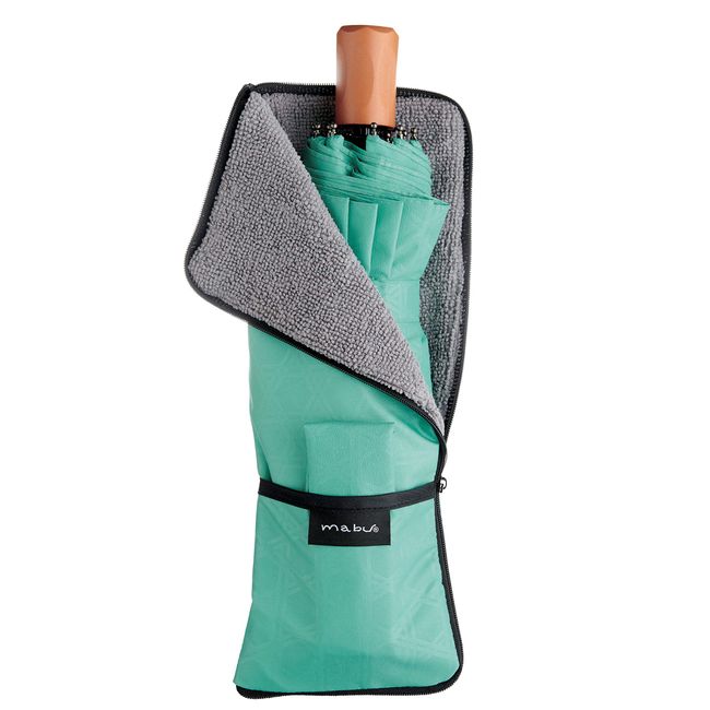 mabu Edo SMV-41017 Microfiber Pouch for Folding Umbrella, Compact Umbrella Case, Unisex, includes Strap, can Store Umbrella Bag, Portable, Teal x Hexagonal Weave