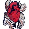 Heart and Octopus Patch Embroidered Badge Iron On Sew On Emblem